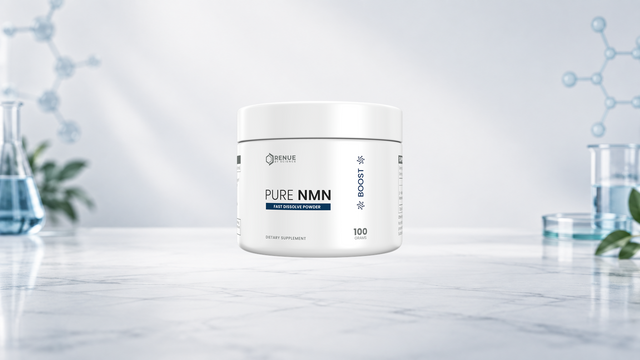 Official Renue By Science Pure NMN powder product image used for an independent evidence-based review.
