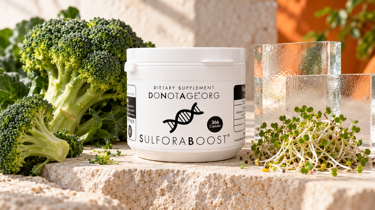 DoNotAge SulforaBoost with raw broccoli and sprouts.