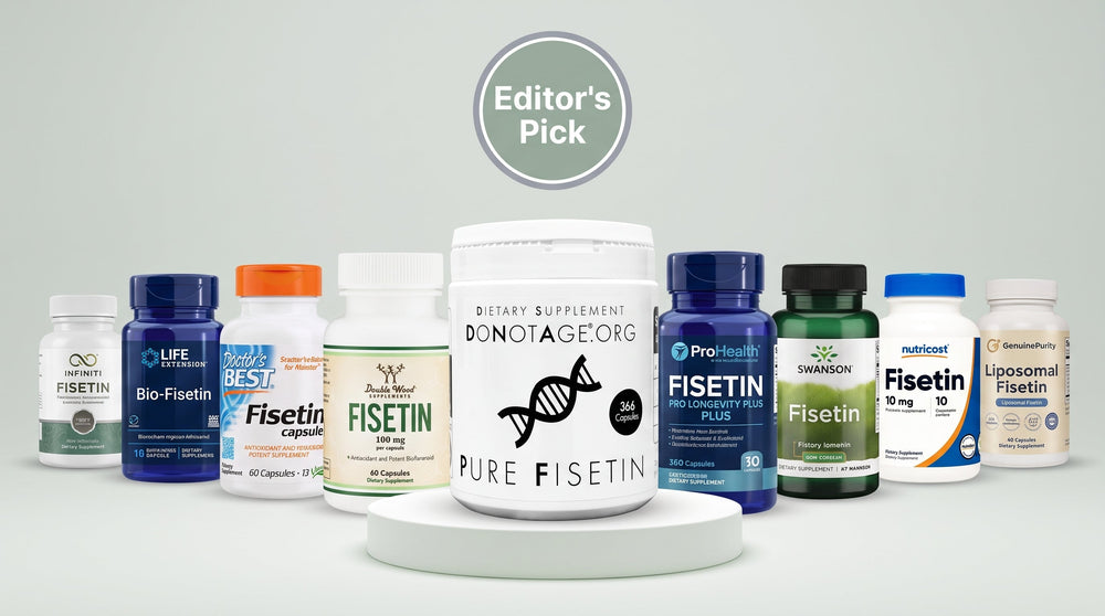  fisetin supplements, compared with our DoNotAge Pure Fisetin as the recommended product. 