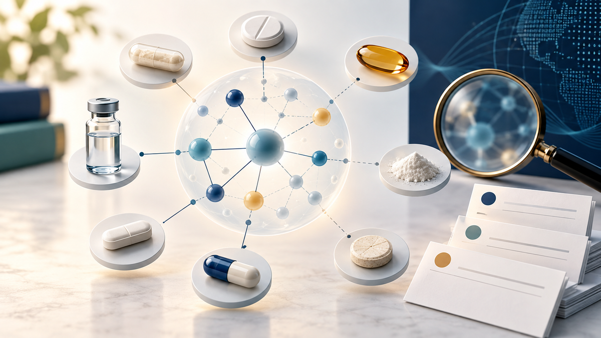 Evidence network illustrating the limited and incomplete information available about NMN drug interactions.