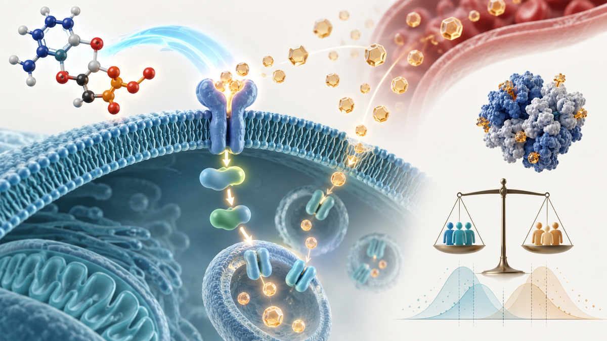 Cellular metabolism illustration representing NMN research on insulin sensitivity and variable human outcomes.