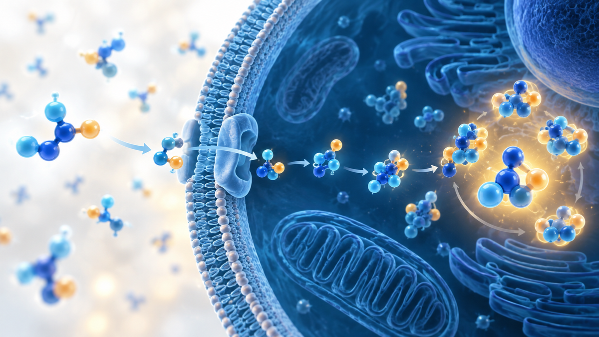 Scientific illustration comparing NMN as a precursor with the intracellular NAD coenzyme pool.