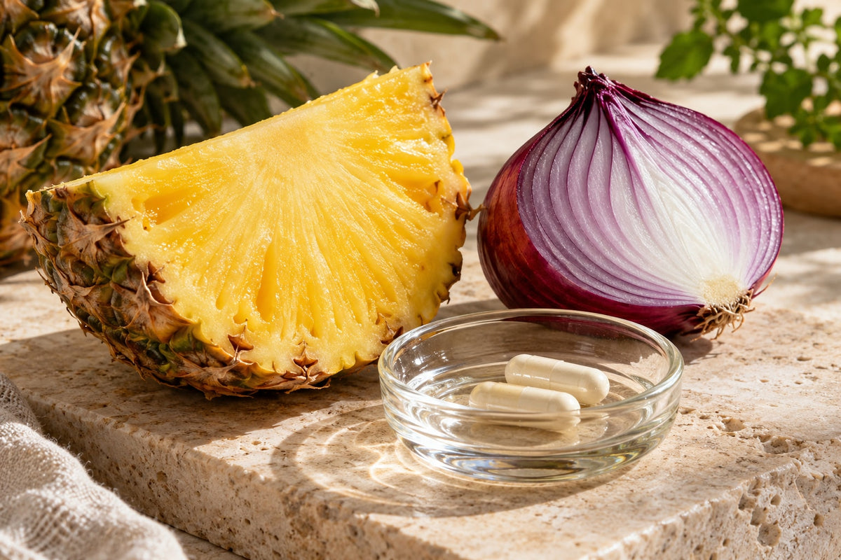 Pineapple and red onion illustrating the quercetin and bromelain combination