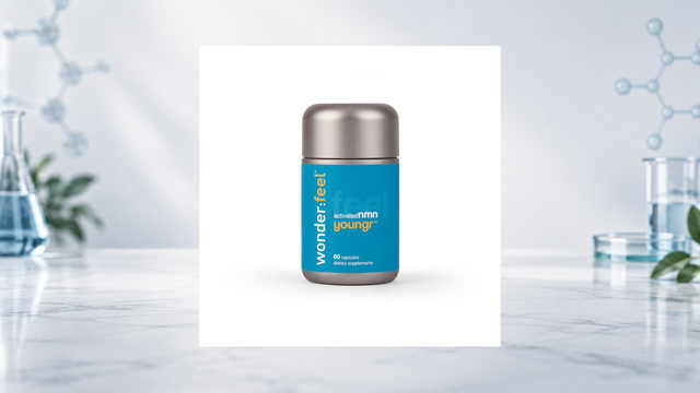 Official Wonderfeel Youngr NMN bottle image used for an independent evidence-based review.