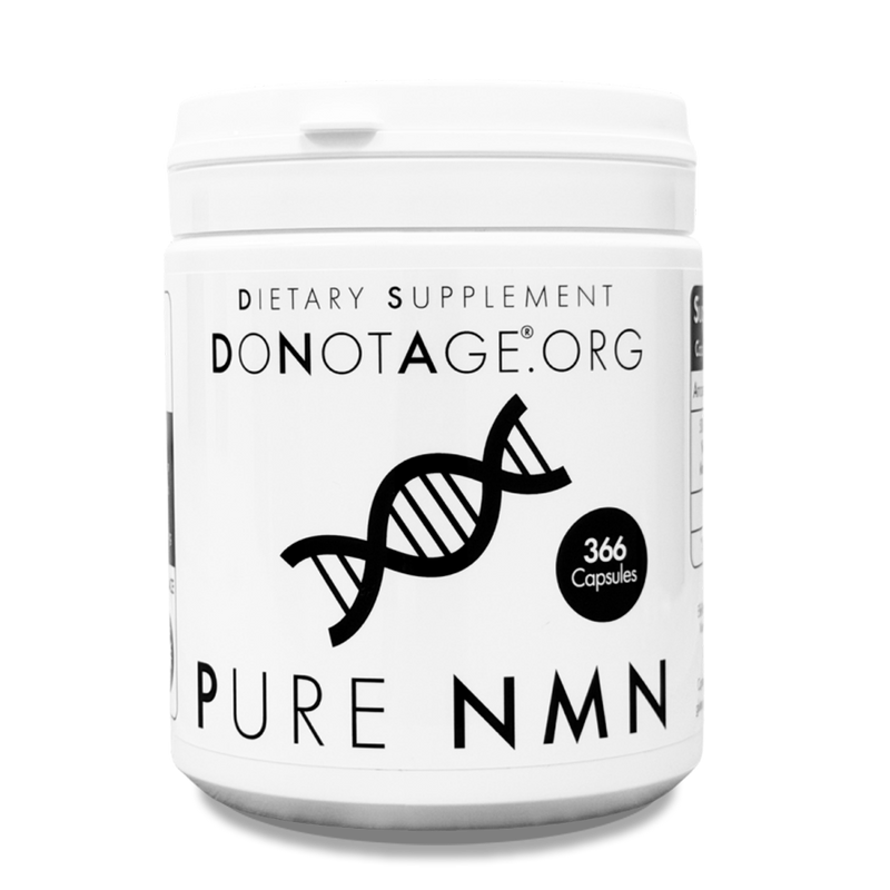 DoNotAge Pure NMN Supplement 366-capsule bottle containing 500 mg β-NMN per capsule