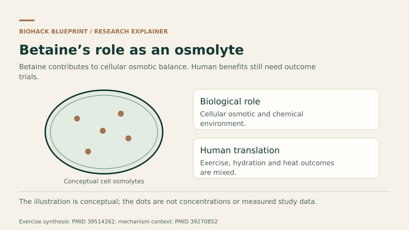 Conceptual betaine osmolytes within a cell, beside a distinction between biological function and mixed human exercise or hydration outcomes